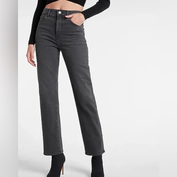 Express Pants - Express Modern Straight Super High Rise Gray Jeans Size 6R